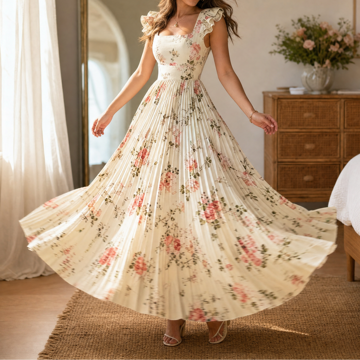 Women's Maxi Dress with Pleated Skirt | Floral