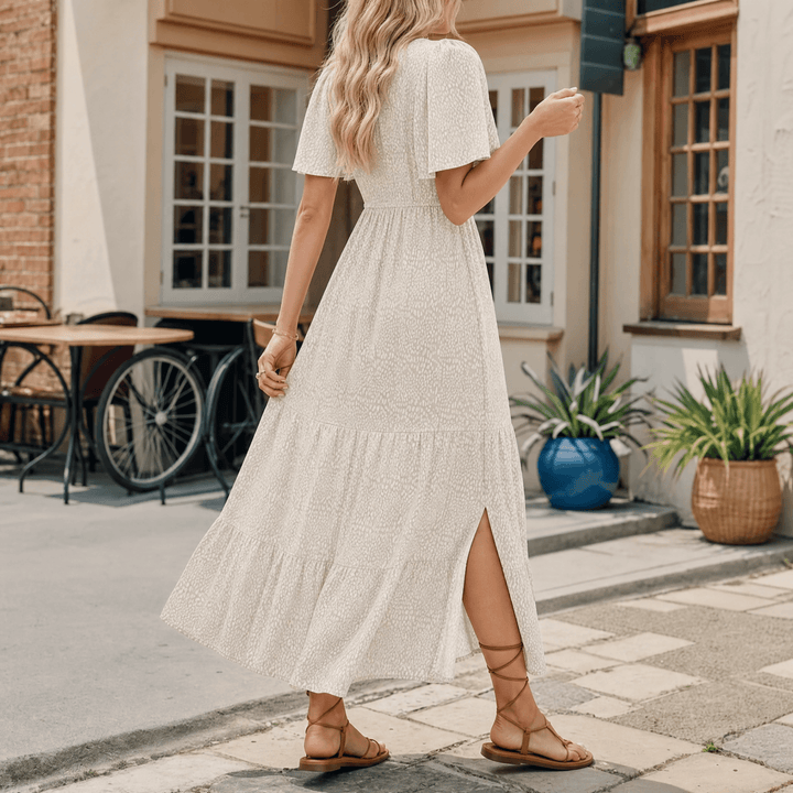 Women's Maxi Dress with Side Slit | Smocked