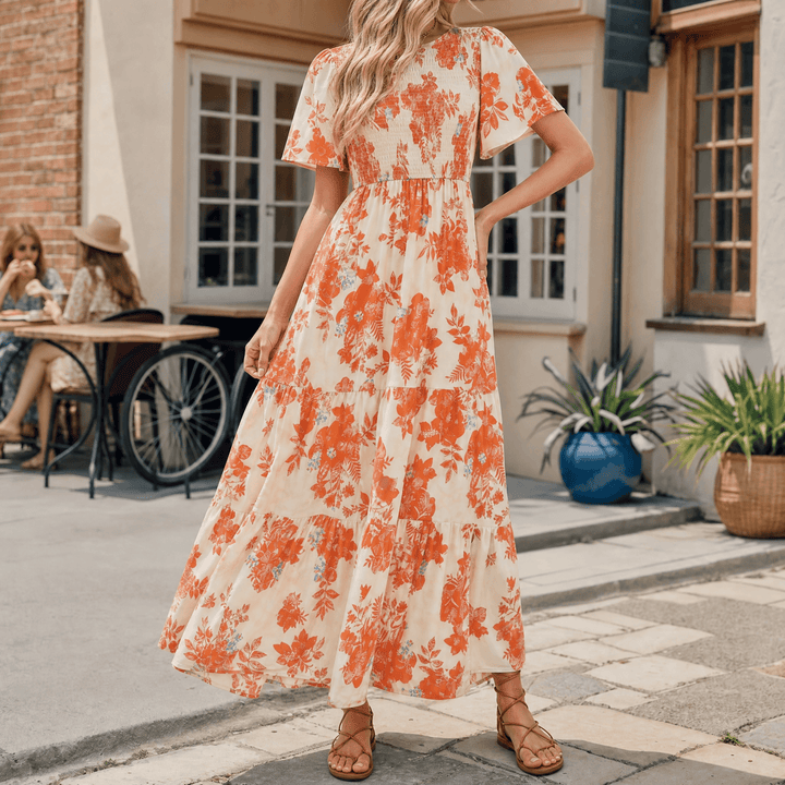 Women's Maxi Dress with Side Slit | Smocked