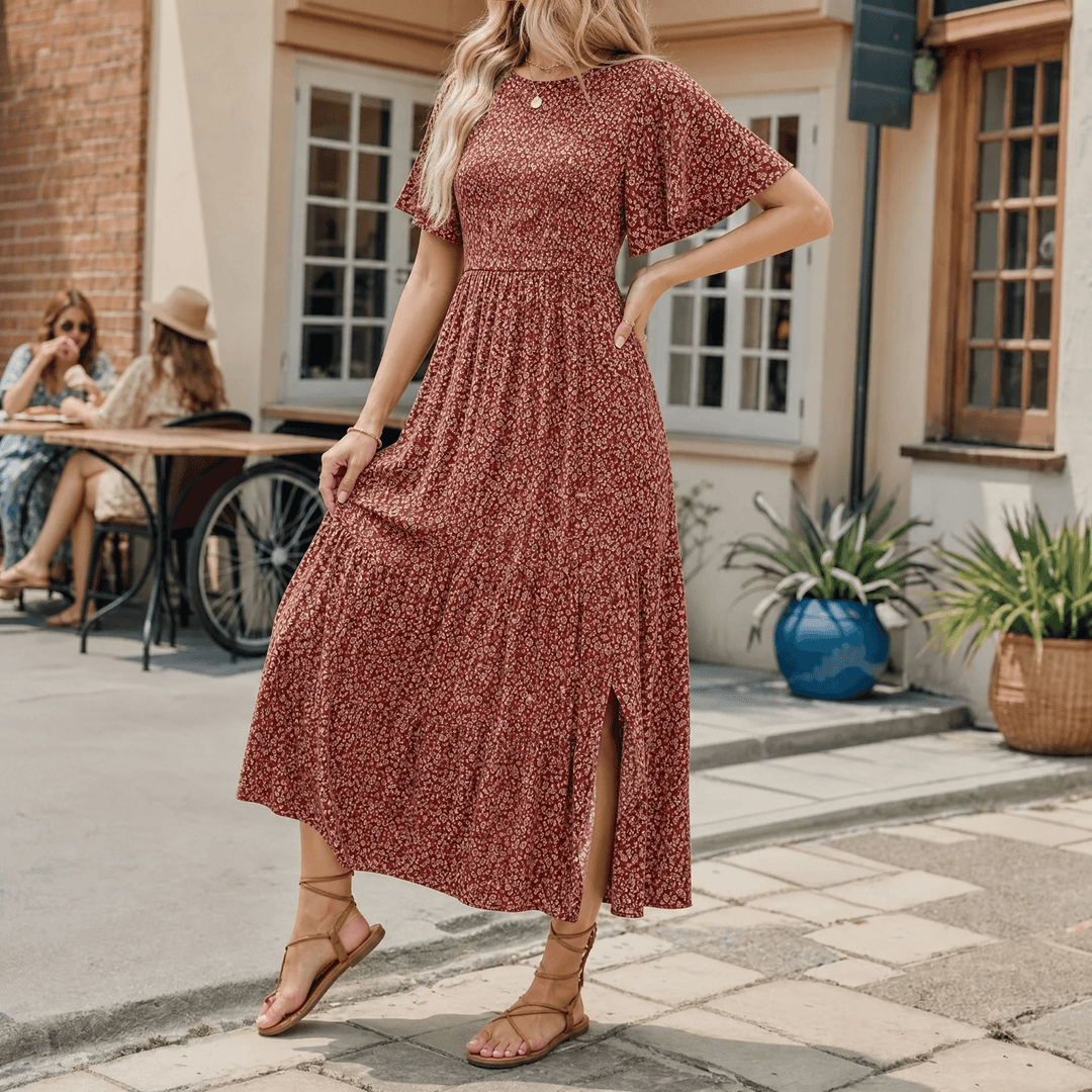 Women's Maxi Dress with Side Slit | Smocked