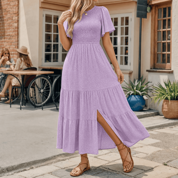 Women's Maxi Dress with Side Slit | Smocked