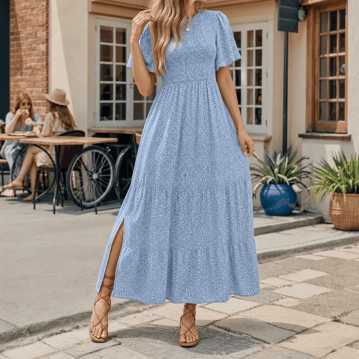 Women's Maxi Dress with Side Slit | Smocked