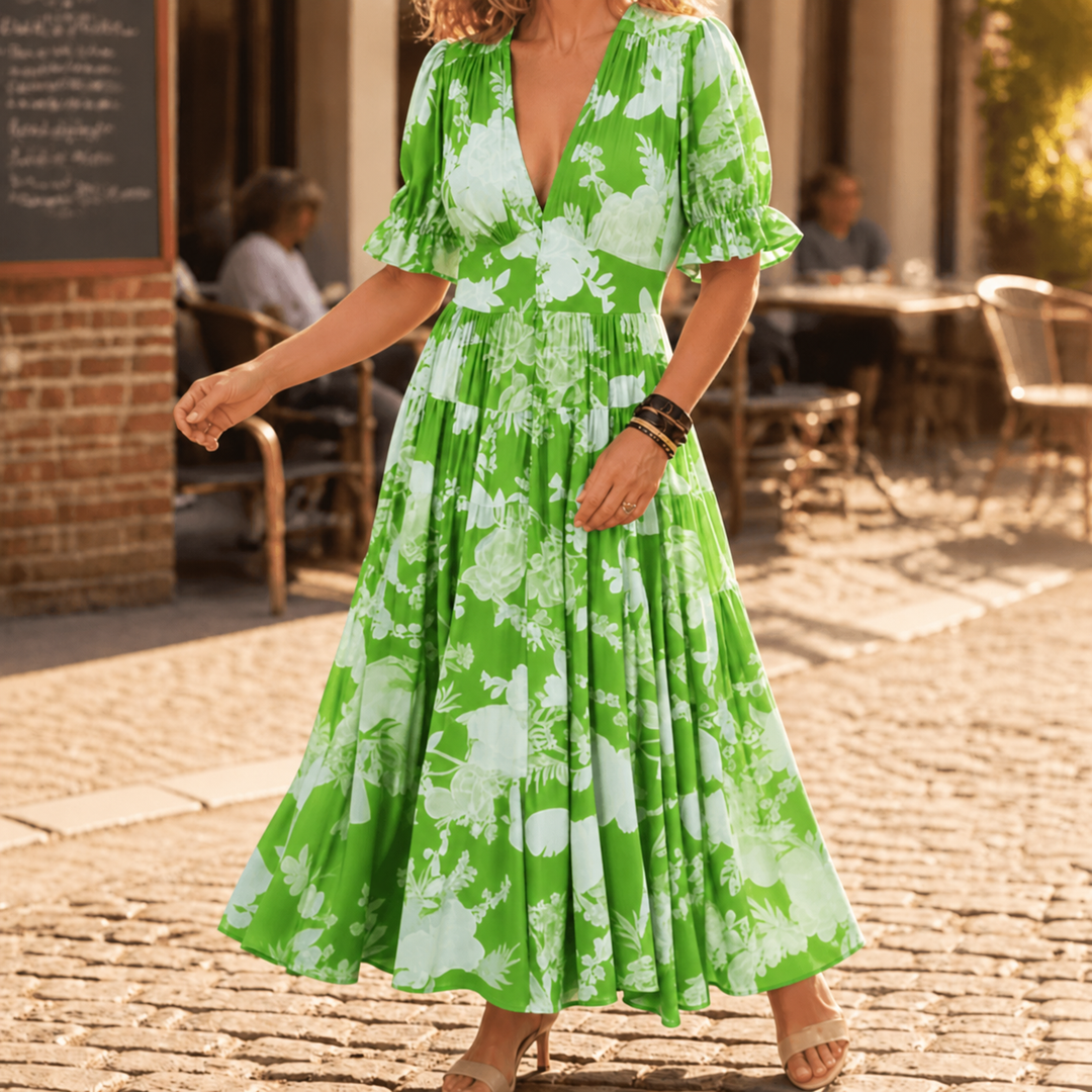 Women's Maxi Dress with V-Neck | Floral