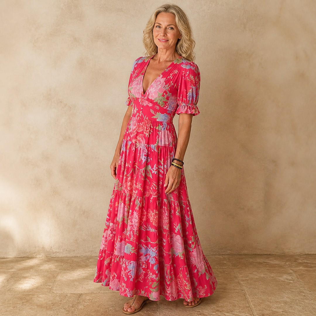 Women's Maxi Dress with V-Neck | Floral