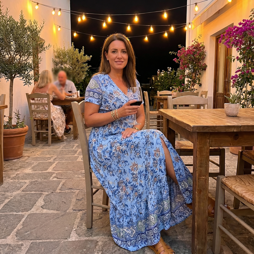 Women's Maxi Dress with V-Neck & Floral Print | Boho