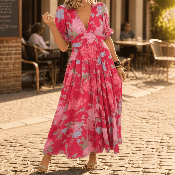 Women's Maxi Dress with V-Neck | Floral