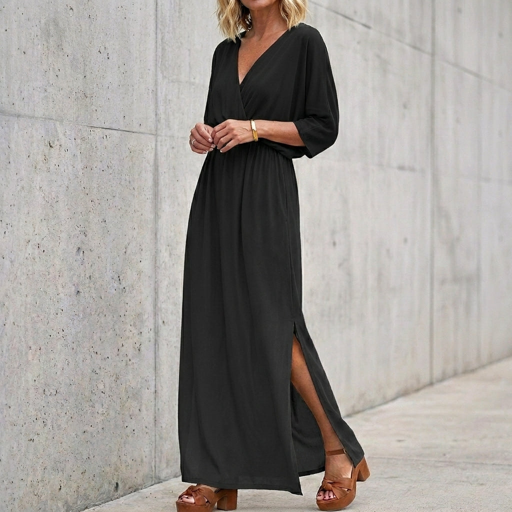Women's Maxi Dress with V Neck & Side Split | Casual