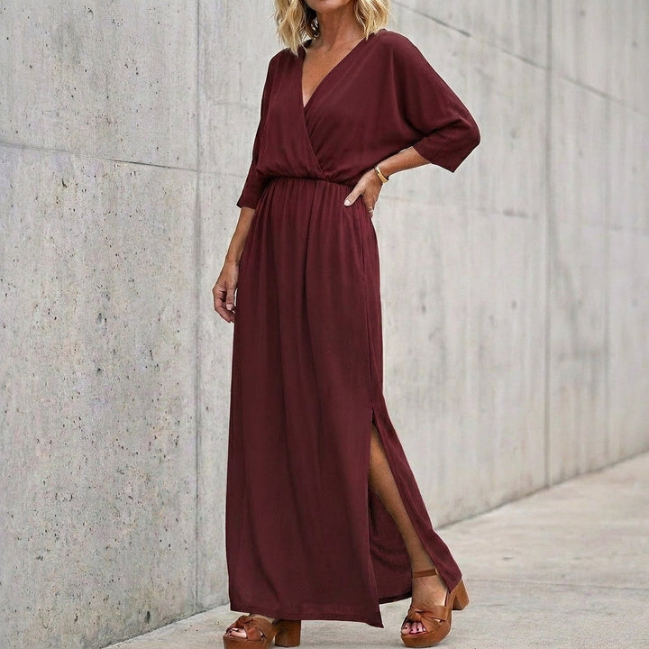 Women's Maxi Dress with V Neck & Side Split | Casual