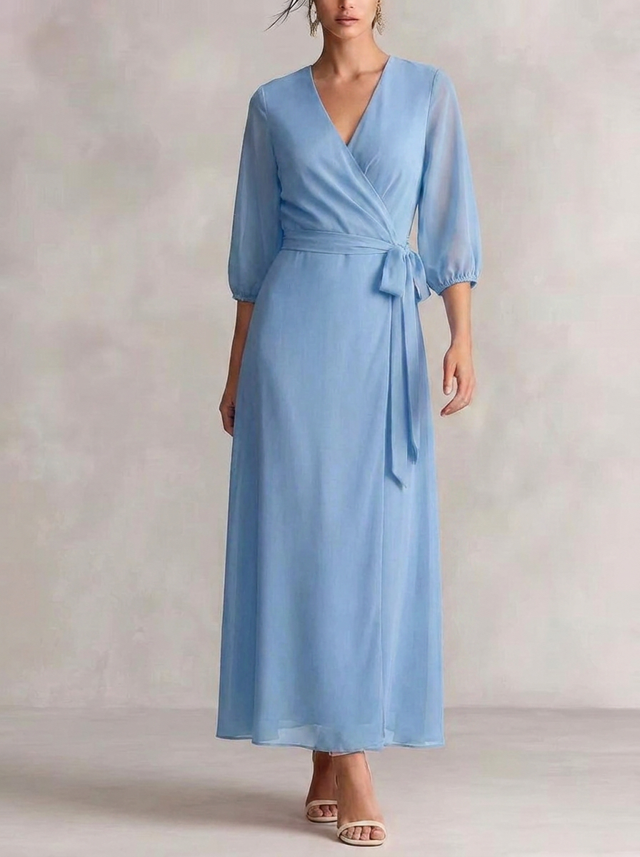 Women's Maxi Dress with V Neck & Wrap Waist | Formal Evening