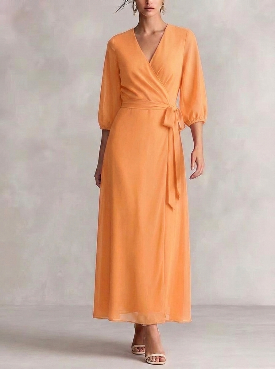 Women's Maxi Dress with V Neck & Wrap Waist | Formal Evening