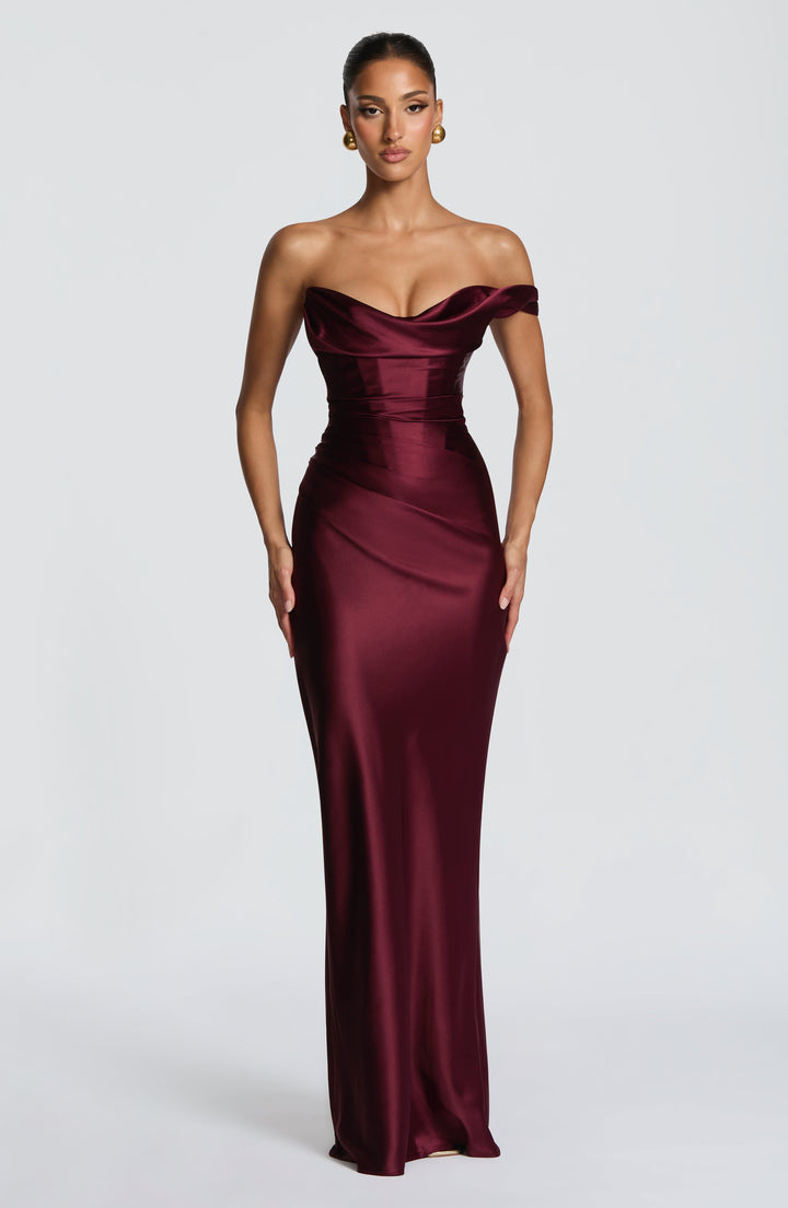 Women's Maxi Evening Dress with Corset & Lace-Up Back | One Shoulder