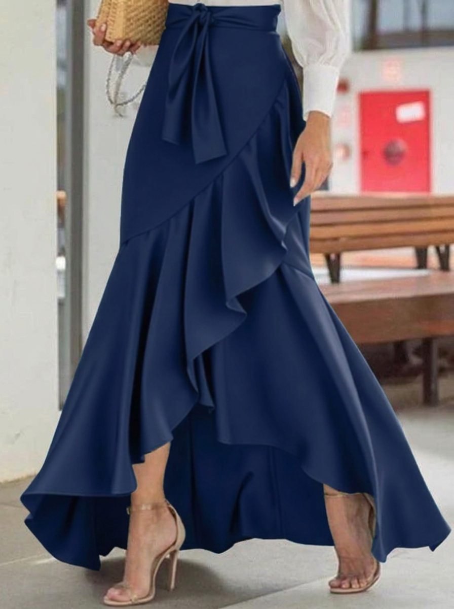 Women's Maxi Skirt High-Waisted with Ruffle | Tie-Waist
