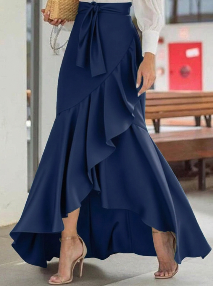 Women's Maxi Skirt High-Waisted with Ruffle | Tie-Waist
