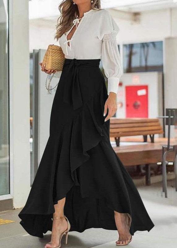 Women's Maxi Skirt High-Waisted with Ruffle | Tie-Waist