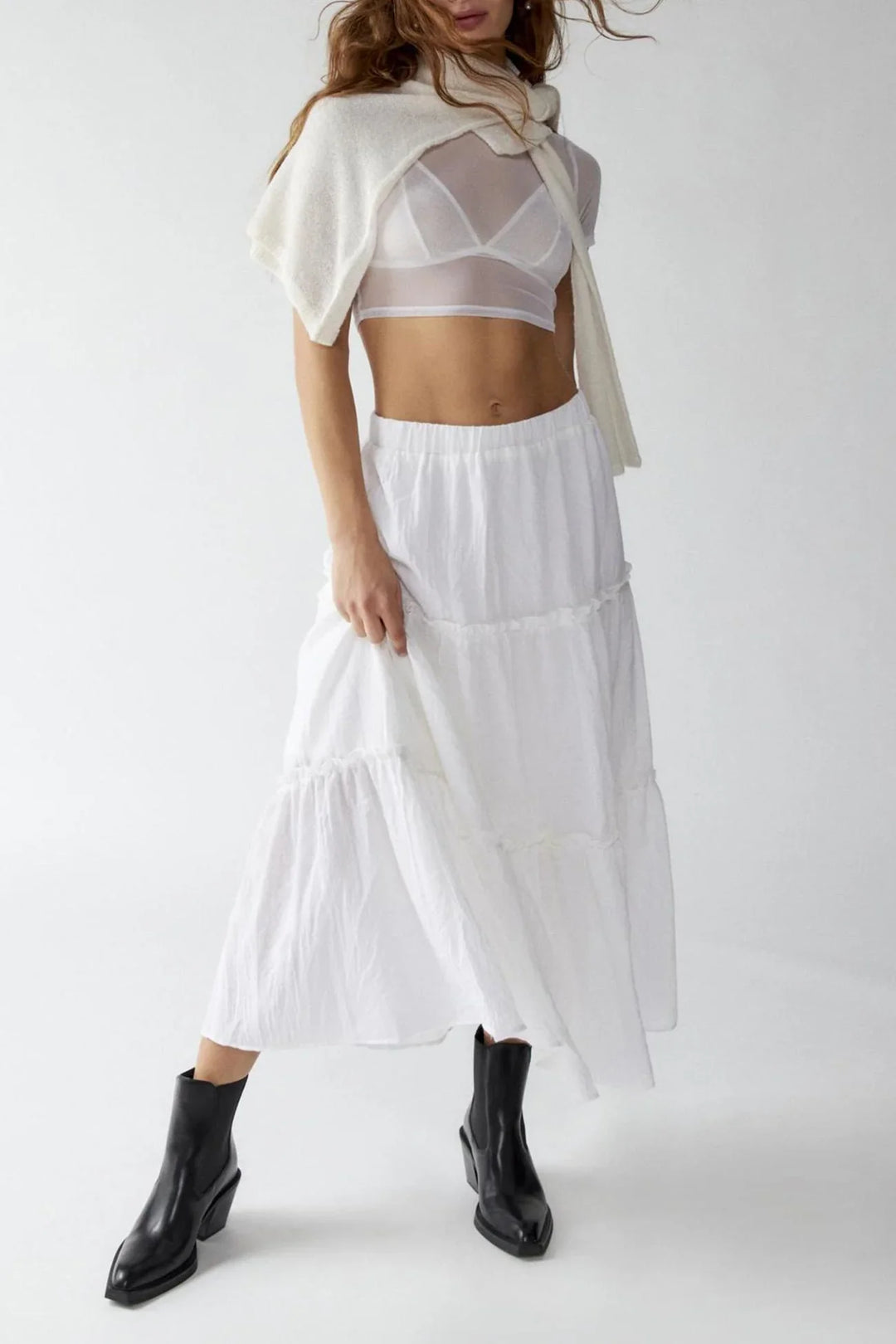 Women's Maxi Skirt Tiered with Elastic Waist | Boho