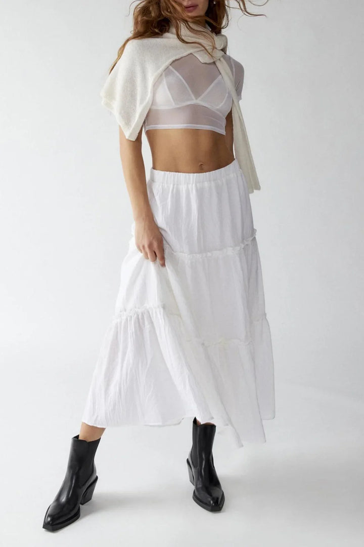 Women's Maxi Skirt Tiered with Elastic Waist | Boho