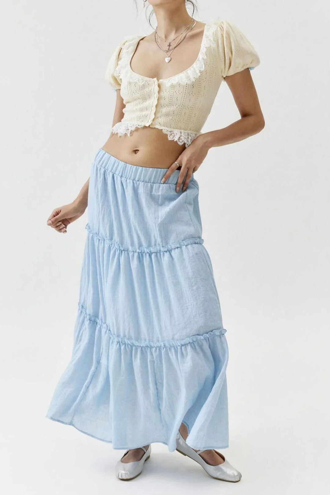 Women's Maxi Skirt Tiered with Elastic Waist | Boho