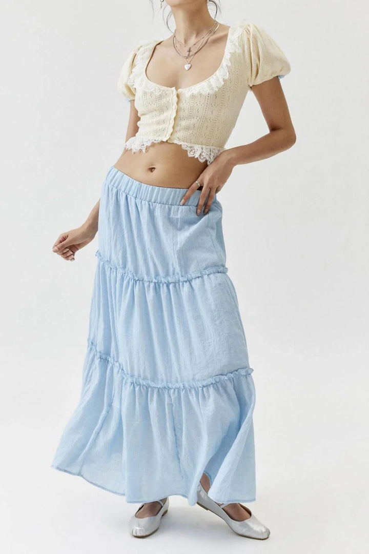 Women's Maxi Skirt Tiered with Elastic Waist | Boho