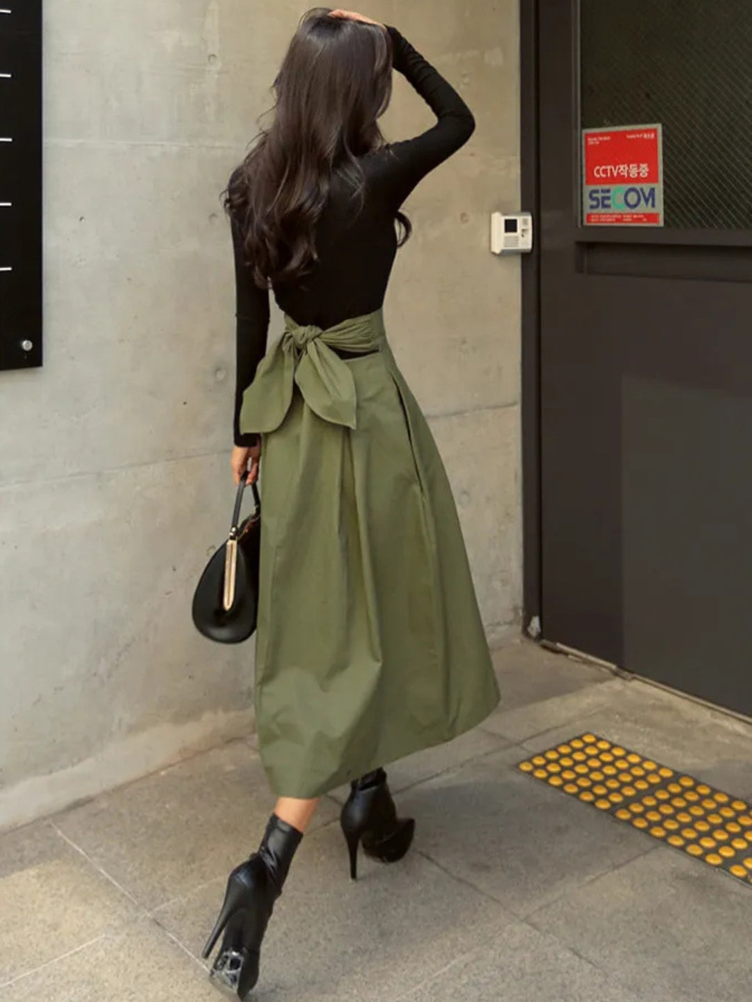 Women's Maxi Skirt with High Waist & Bow Tie | A-Line