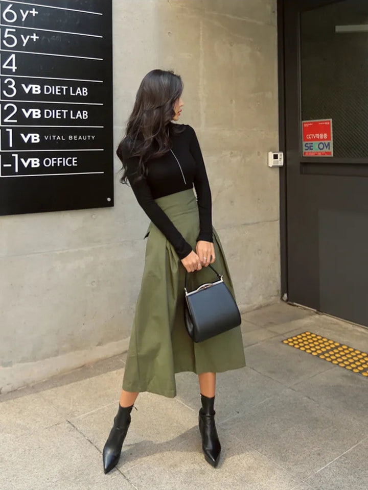 Women's Maxi Skirt with High Waist & Bow Tie | A-Line