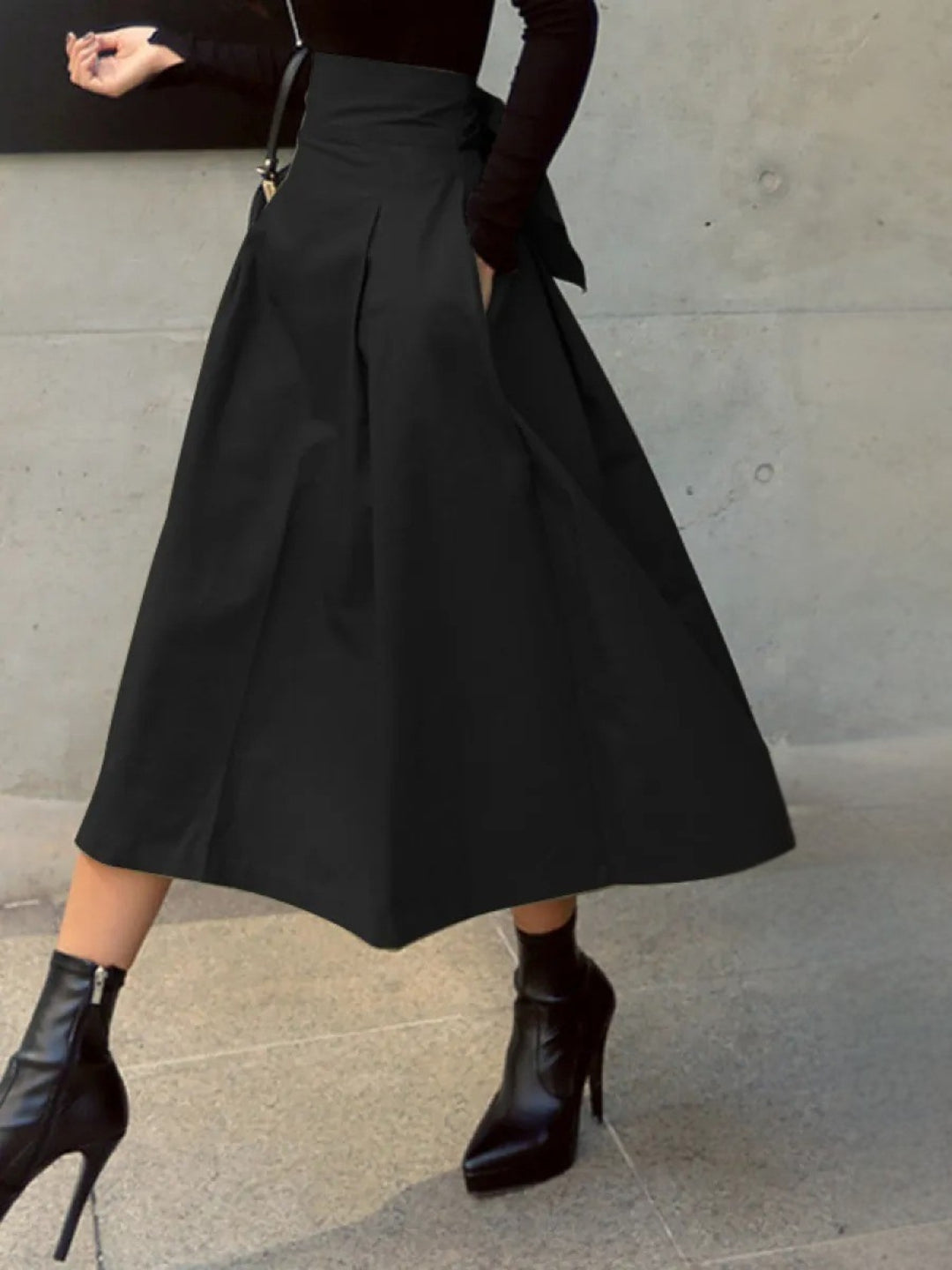 Women's Maxi Skirt with High Waist & Bow Tie | A-Line