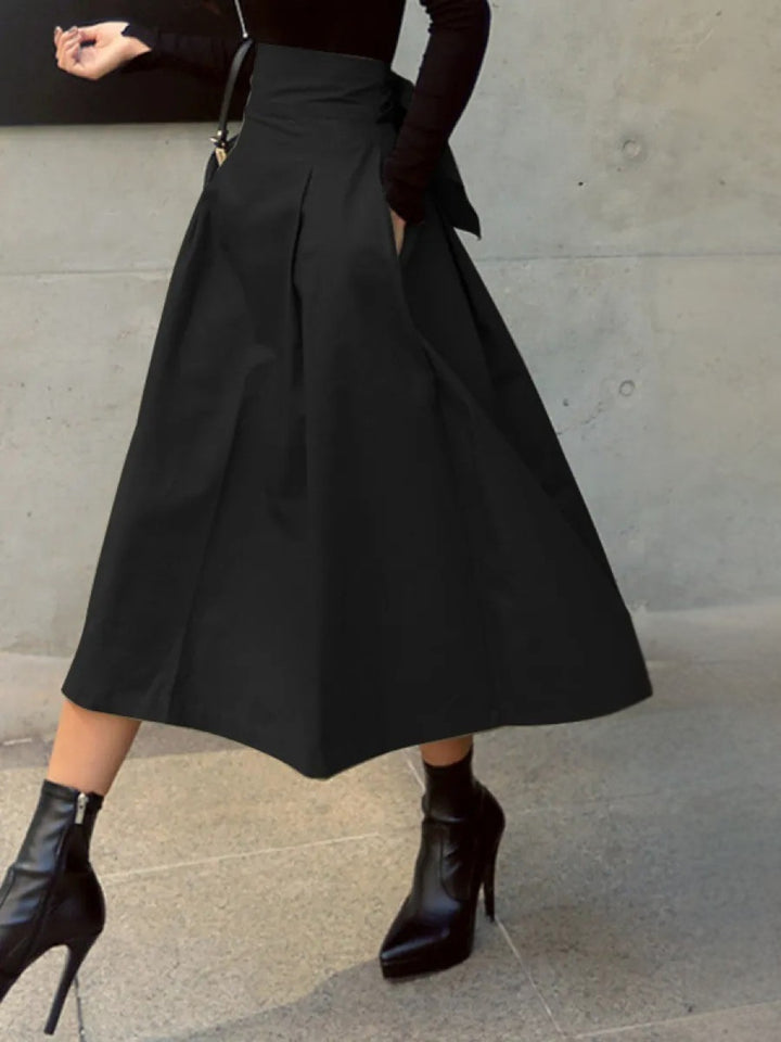 Women's Maxi Skirt with High Waist & Bow Tie | A-Line