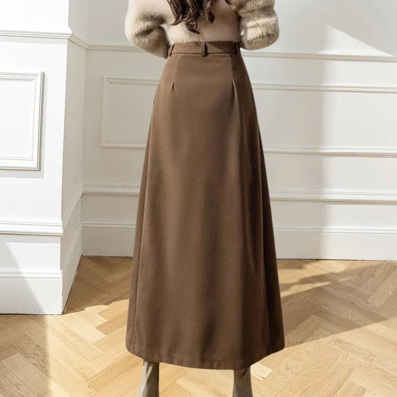 Women's Maxi Skirt with Pleated Front | A-Line