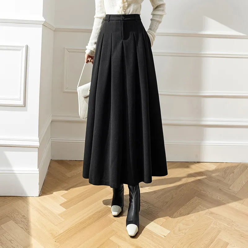 Women's Maxi Skirt with Pleated Front | A-Line