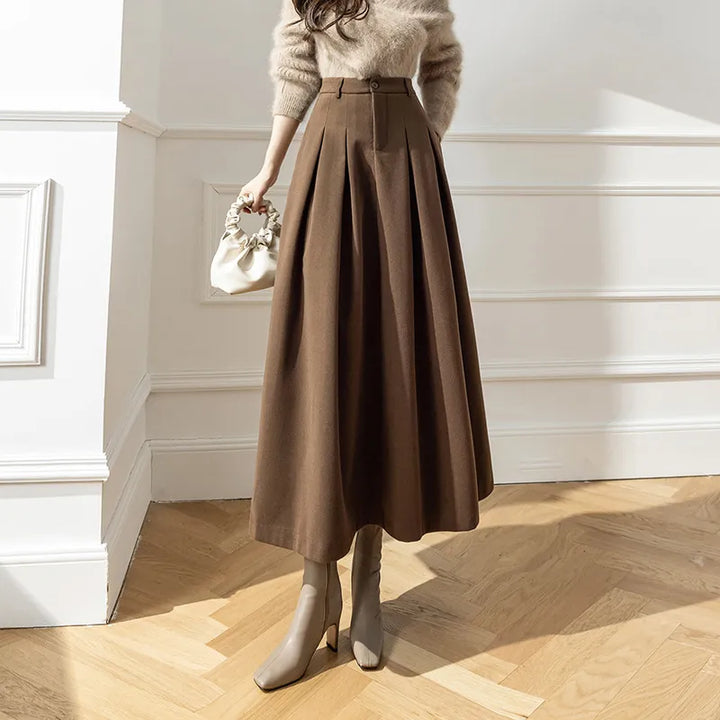 Women's Maxi Skirt with Pleated Front | A-Line