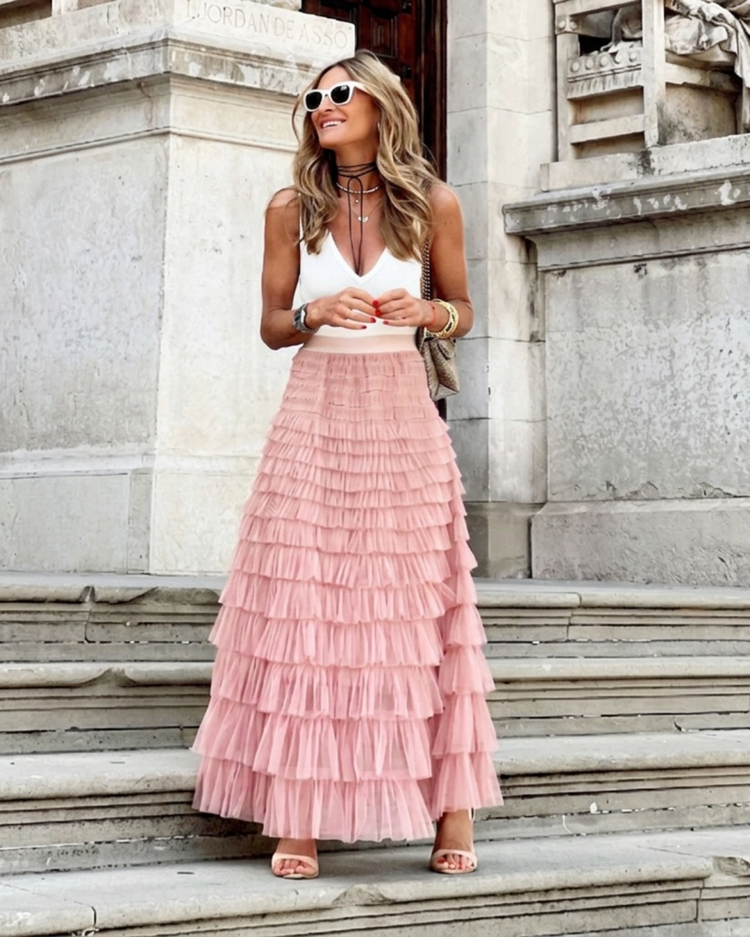 Women's Maxi Skirt with Tiered Ruffles | High-Low