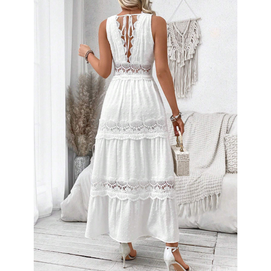 Women's Maxi Sundress with Crochet Trim | V-Neck