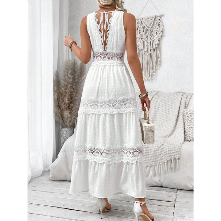 Women's Maxi Sundress with Crochet Trim | V-Neck