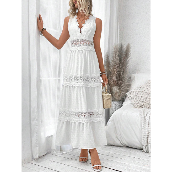 Women's Maxi Sundress with Crochet Trim | V-Neck