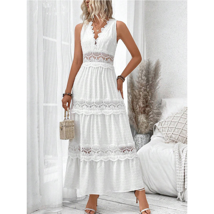 Women's Maxi Sundress with Crochet Trim | V-Neck