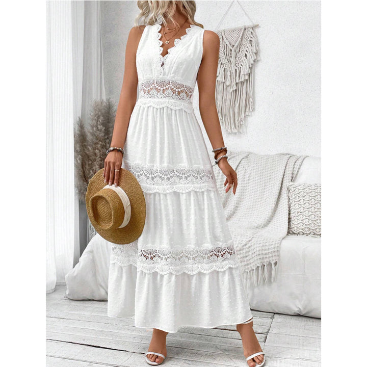 Women's Maxi Sundress with Crochet Trim | V-Neck