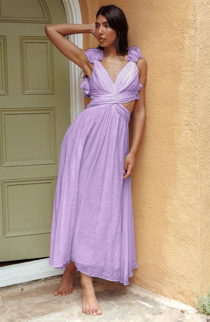 Women's Maxi Sundress with Cutout Waist | V-Neck