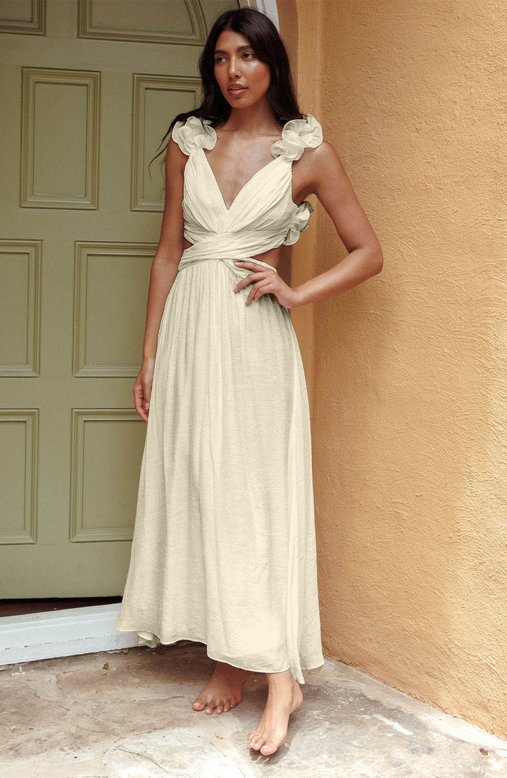 Women's Maxi Sundress with Cutout Waist | V-Neck