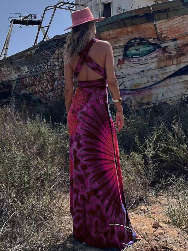 Women's Maxi Sundress with Halter Neck | Tie-Dye