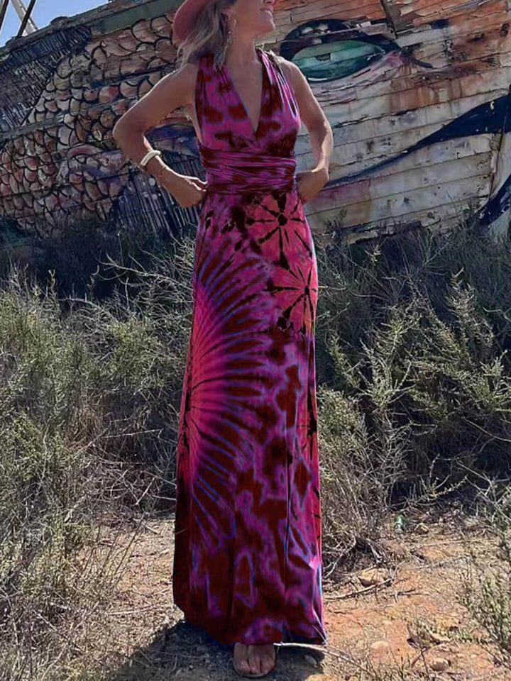 Women's Maxi Sundress with Halter Neck | Tie-Dye