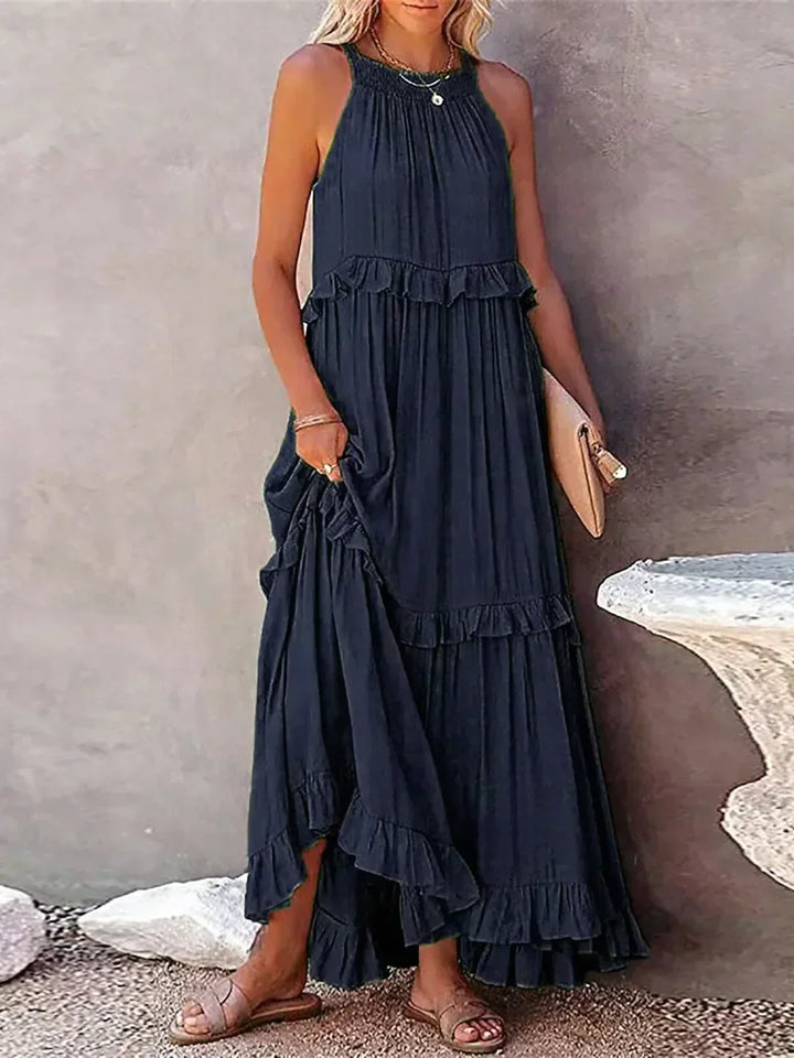 Women's Maxi Sundress with Ruffle Tiers | Halter Neck