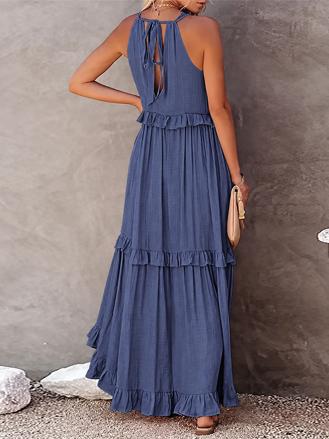 Women's Maxi Sundress with Ruffle Tiers | Halter Neck
