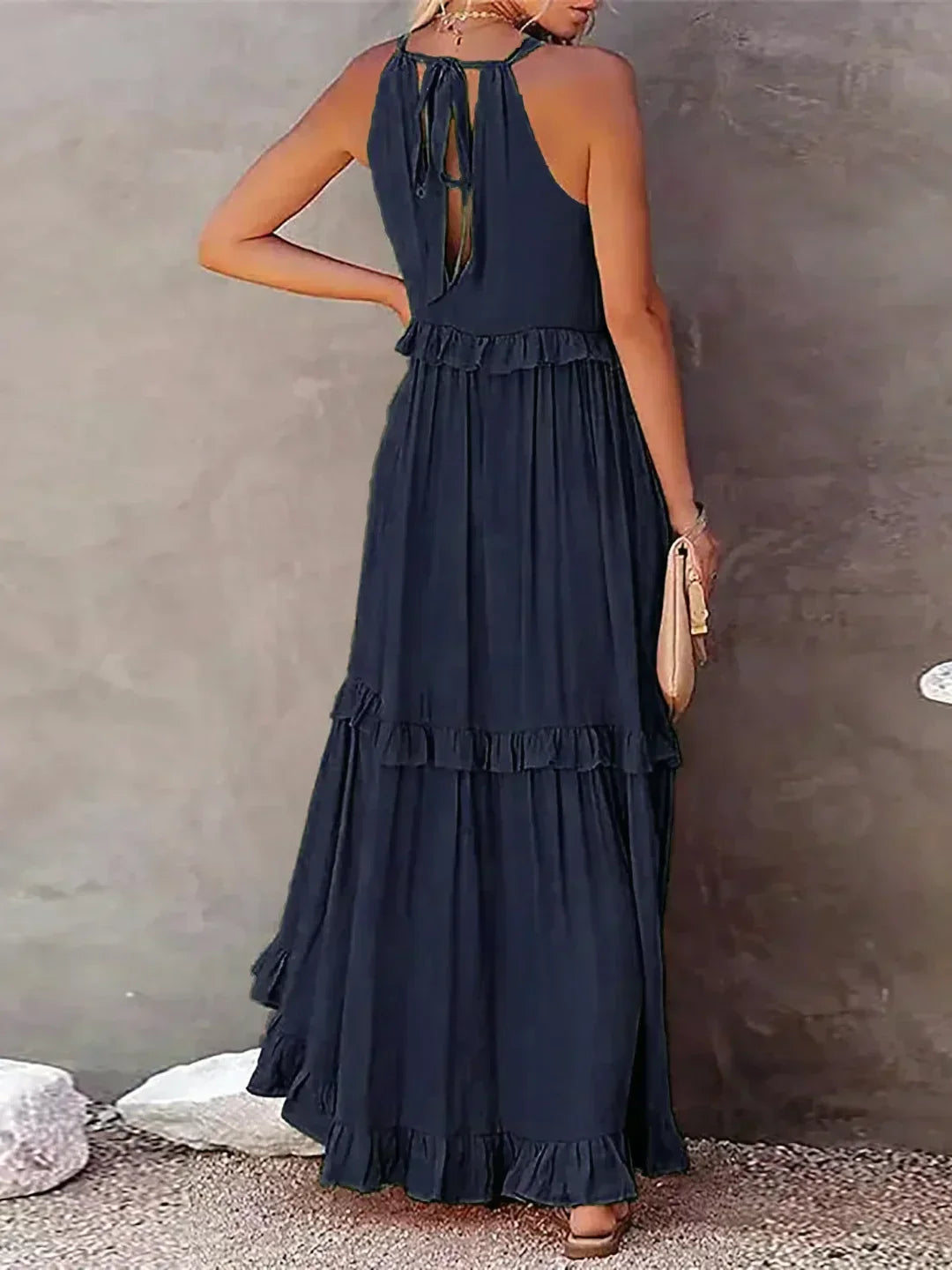 Women's Maxi Sundress with Ruffle Tiers | Halter Neck