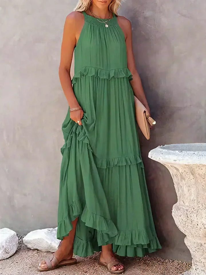 Women's Maxi Sundress with Ruffle Tiers | Halter Neck