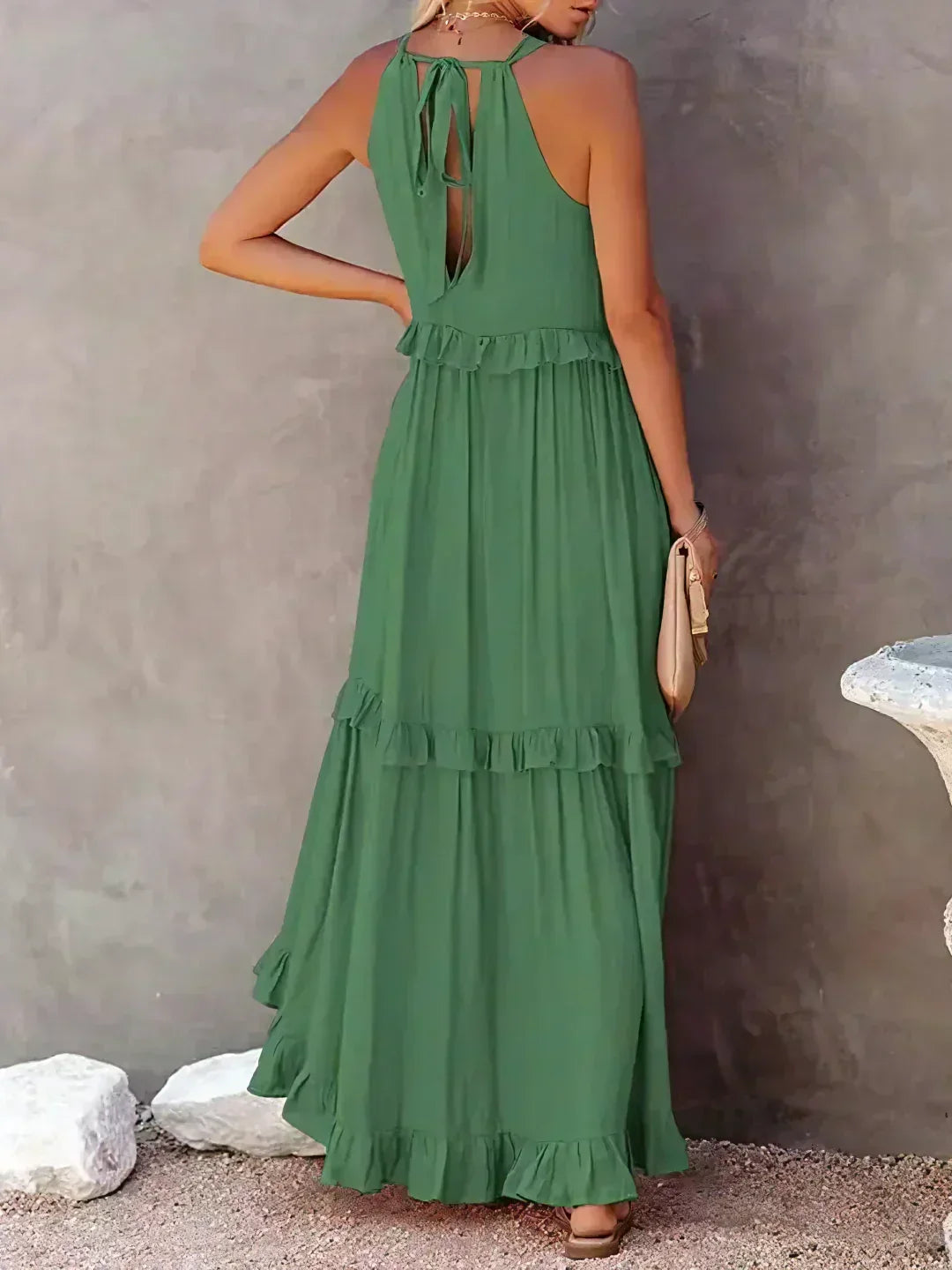 Women's Maxi Sundress with Ruffle Tiers | Halter Neck