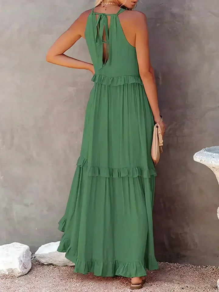 Women's Maxi Sundress with Ruffle Tiers | Halter Neck