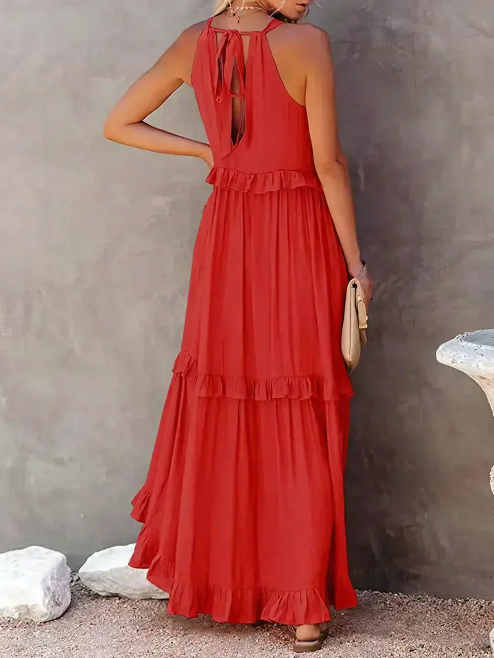 Women's Maxi Sundress with Ruffle Tiers | Halter Neck
