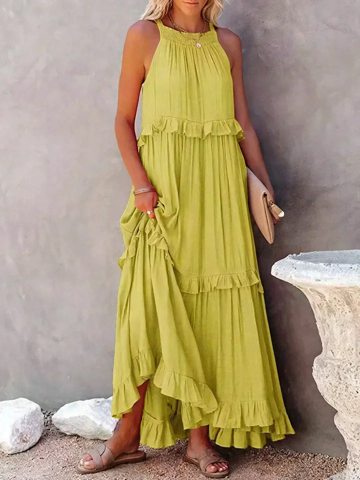 Women's Maxi Sundress with Ruffle Tiers | Halter Neck