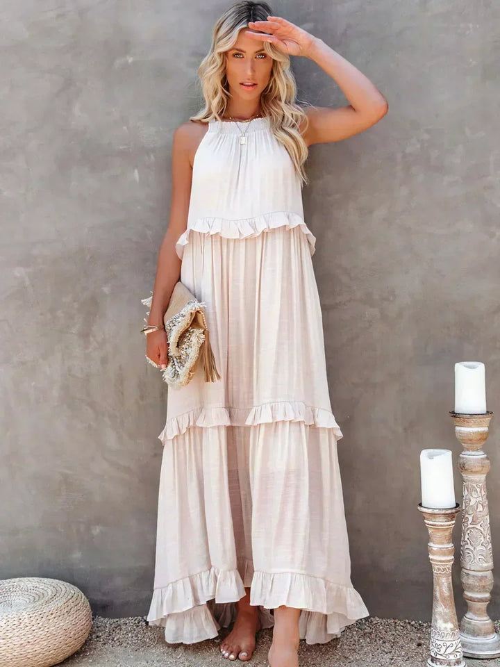 Women's Maxi Sundress with Ruffle Tiers | Halter Neck