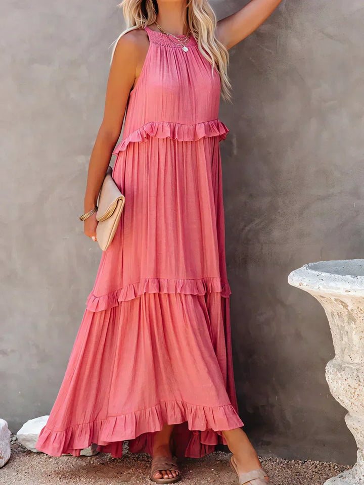 Women's Maxi Sundress with Ruffle Tiers | Halter Neck