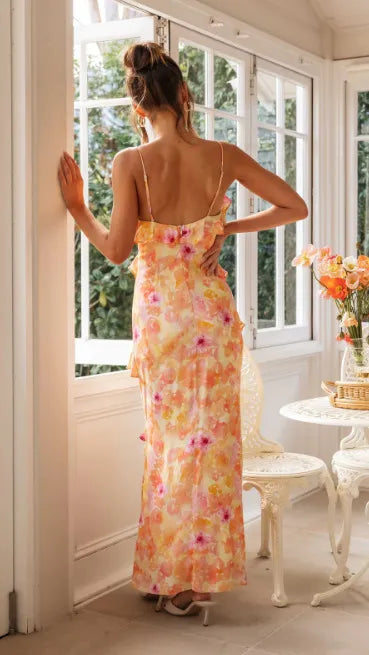 Women's Maxi Sundress with Ruffle Trim | Floral